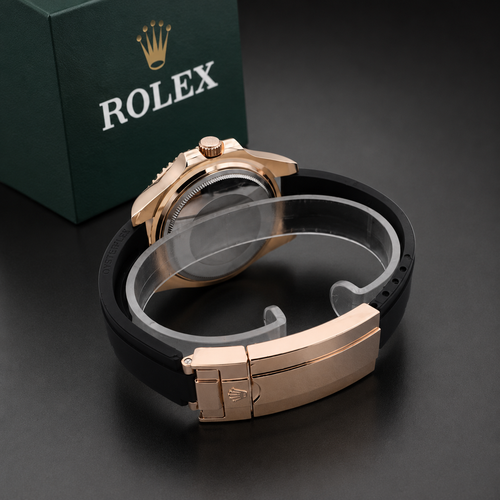 ( Golden ) Rolex Stylish Watch For Men Adjustable Rubber Strap | Heavy Master Lock | Steel Buzzle Working - Without Box